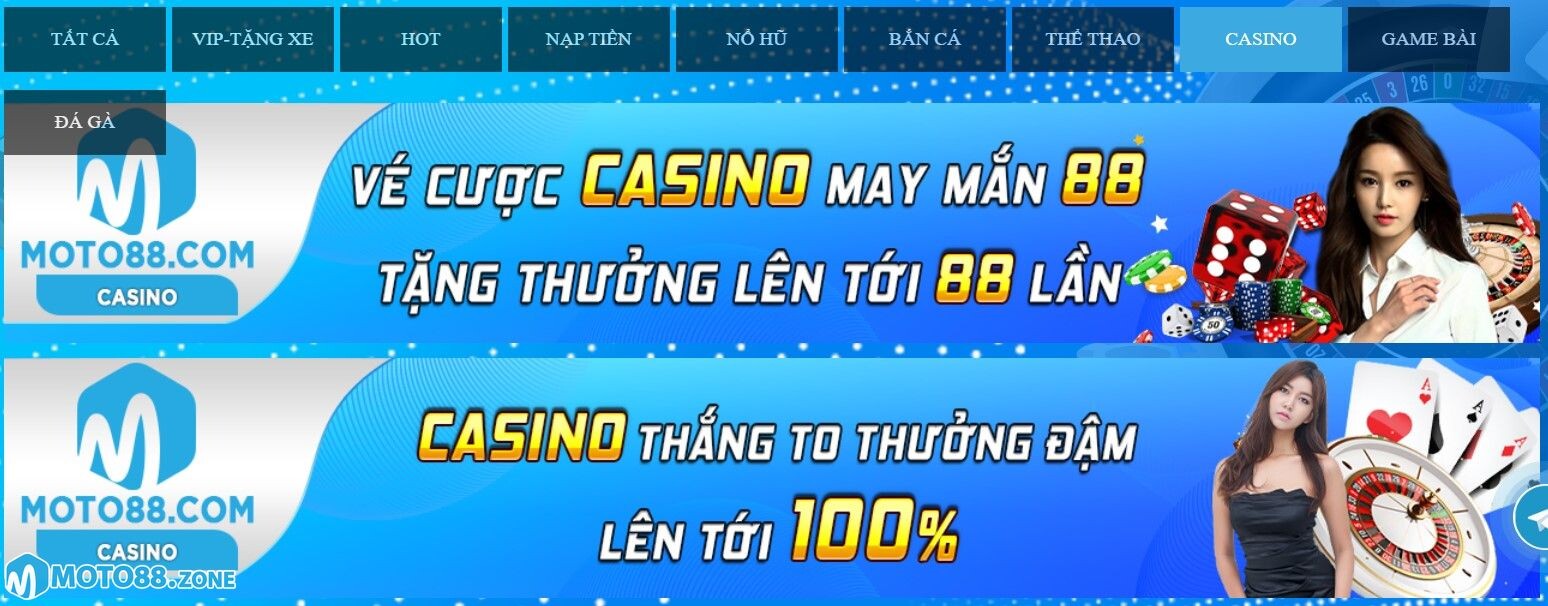 Khuyến mãi Moto88 tại chuyên mục casino
