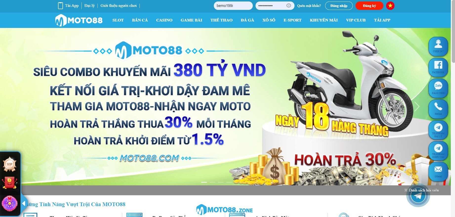 Nạp tiền Moto88 có gì hấp dẫn?