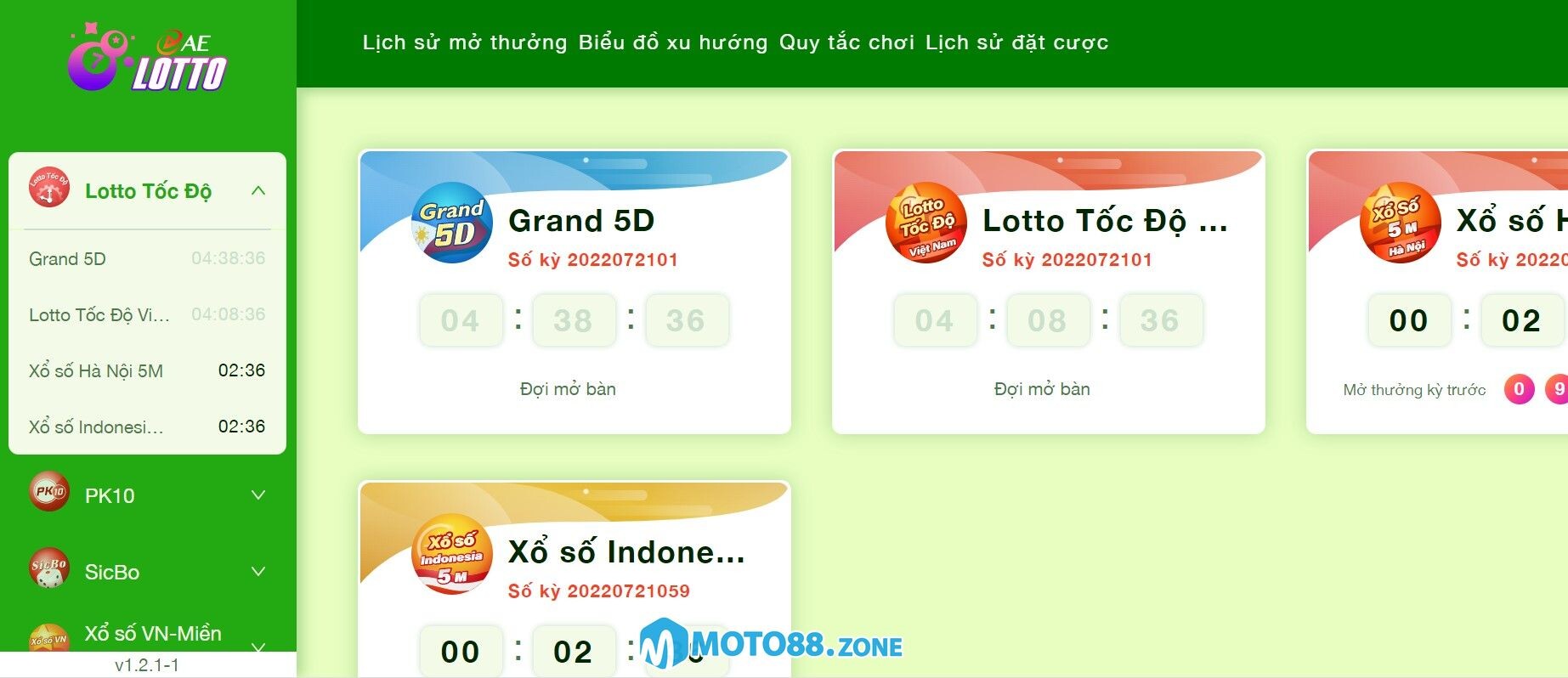 Truy cập vào sảnh game AE Lotto Moto88